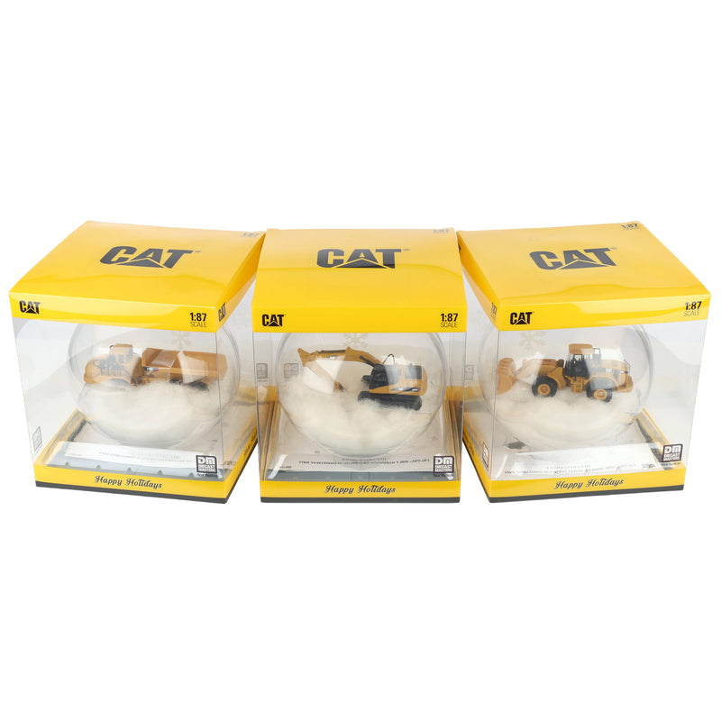 1/87 Scale CAT Construction Equipment Christmas Ornament Set of 3, Diecast Masters HO Series