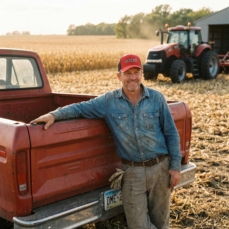 Case IH Red Twill Cap with Black Mesh