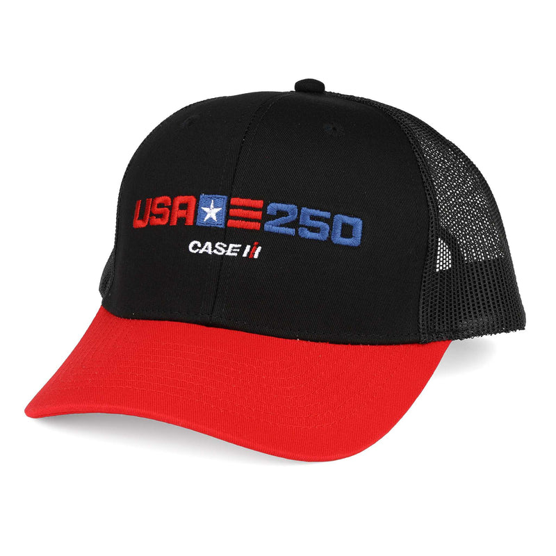 Case IH 250 USA Red and Black Twill Cap with Black Mesh
