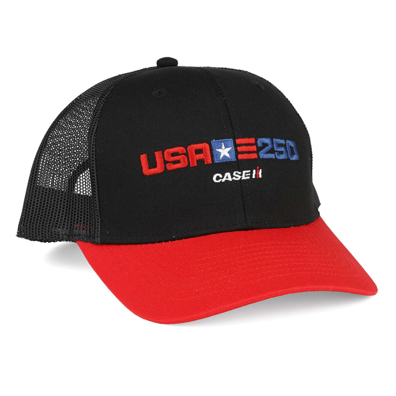 Case IH 250 USA Red and Black Twill Cap with Black Mesh