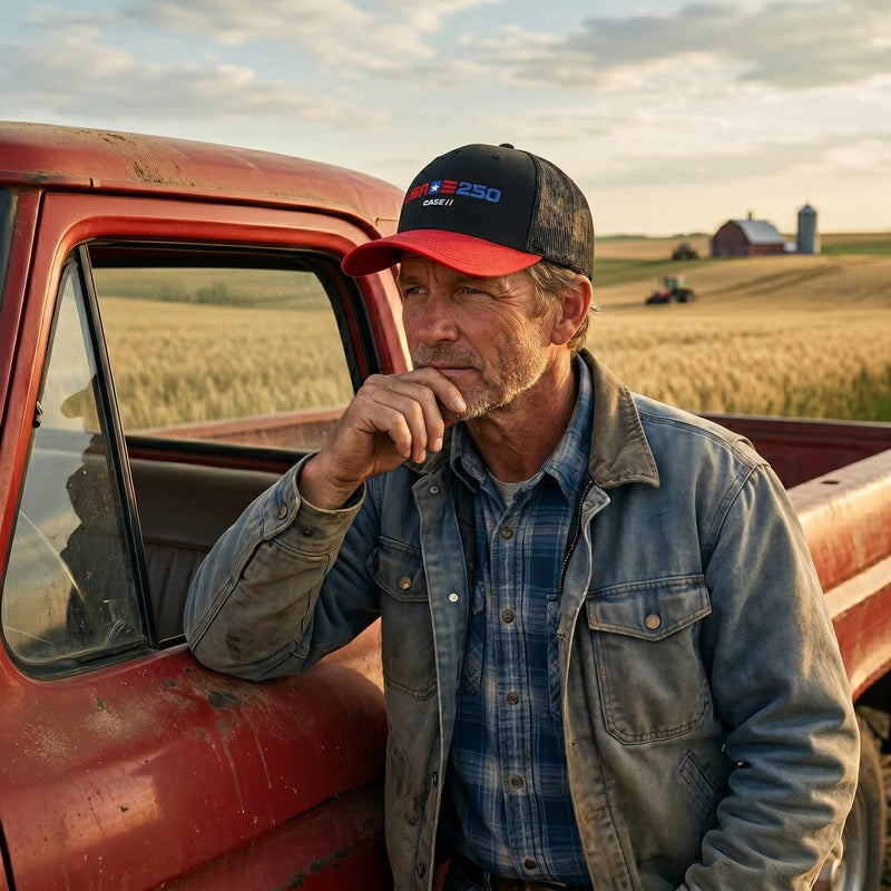 Case IH 250 USA Red and Black Twill Cap with Black Mesh
