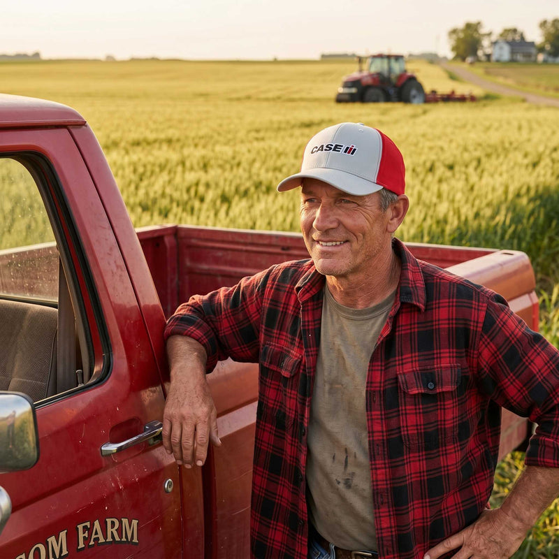 Case IH Gray and Red Twill Cap