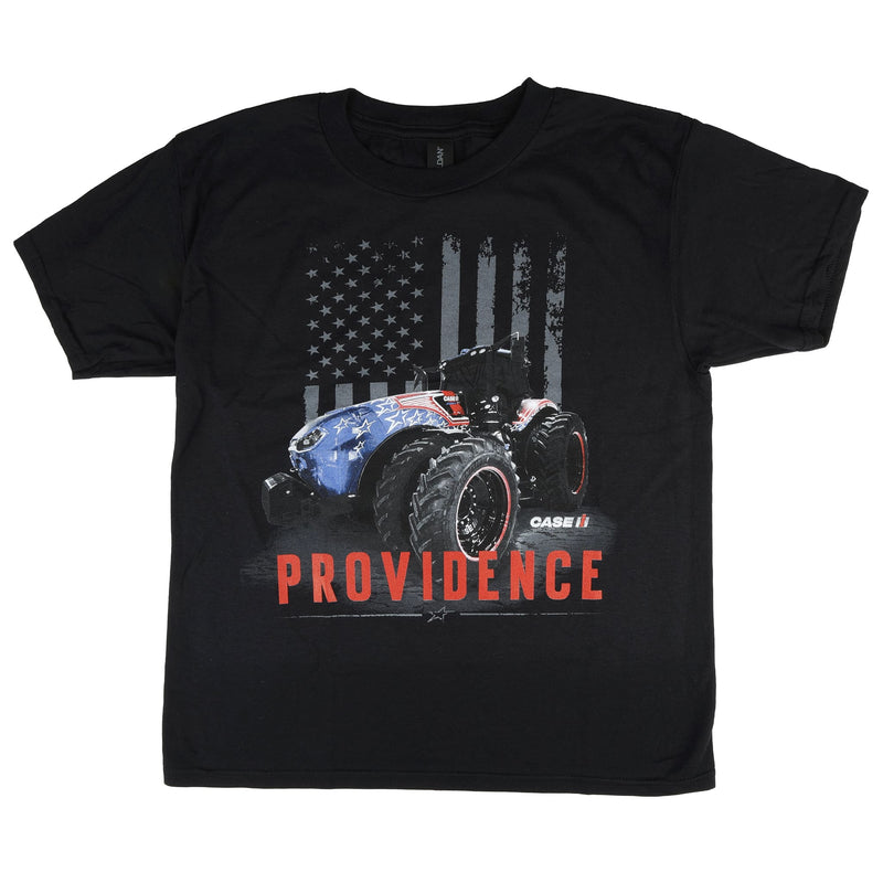 Youth Case IH Providence Magnum 355 Tractor with American Flag Black Short Sleeve T-Shirt