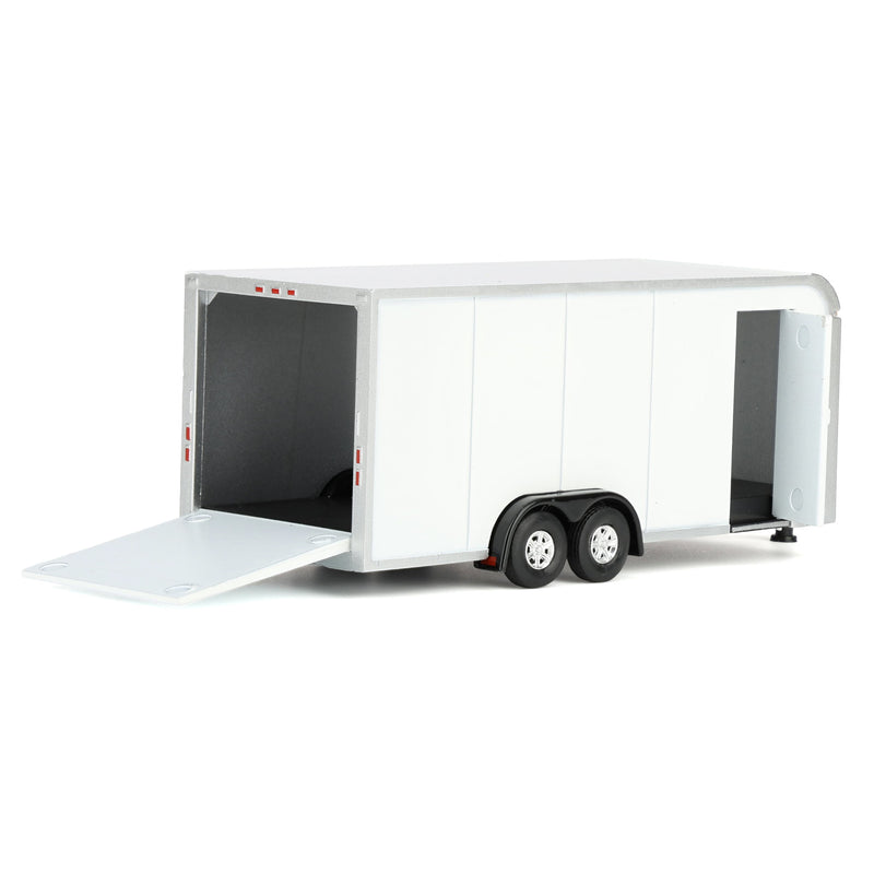 1/64 Enclosed Car Hauling Trailer, White, Dealer Exclusive by Auto World
