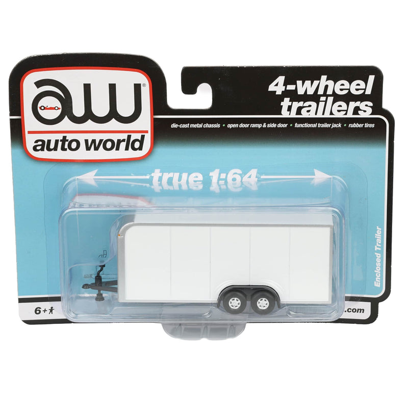 1/64 Enclosed Car Hauling Trailer, White, Dealer Exclusive by Auto World