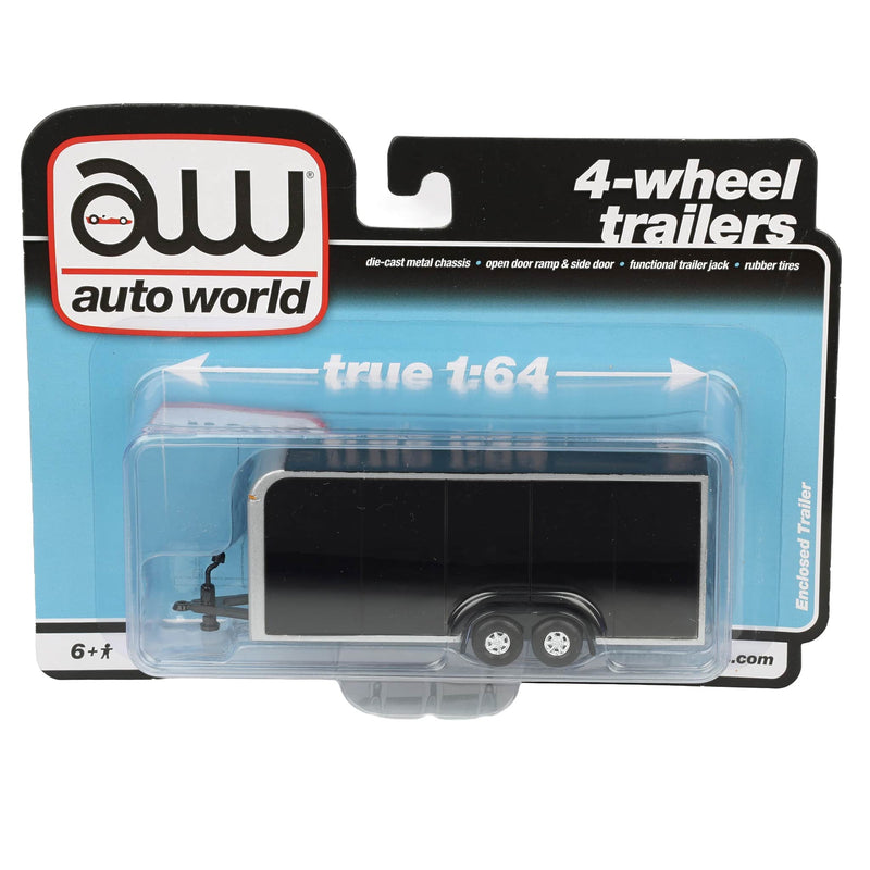 1/64 Enclosed Car Hauling Trailer, Black, Dealer Exclusive by Auto World