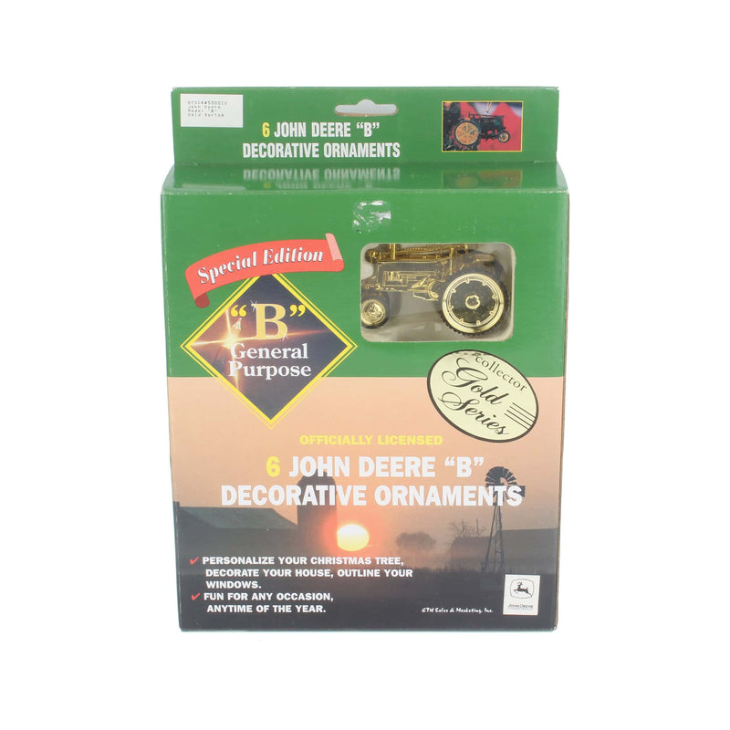Set of 6 John Deere B Tractor Decorative Ornaments, CTH Gold Series