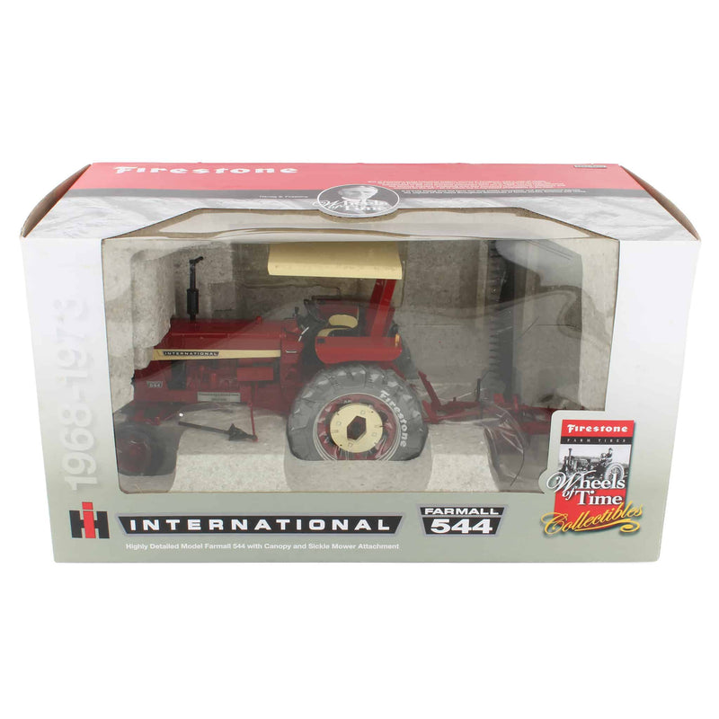 (B&D) 1/16 International Farmall 544 Tractor with Narrow Front, Canopy, & Bar Mower by SpecCast, 2014 Firestone Series - Damaged Item