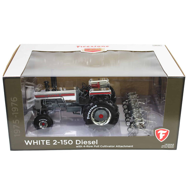 Silver Chrome Chase Unit ~ 1/16 White 2-150 Diesel Tractor with 4