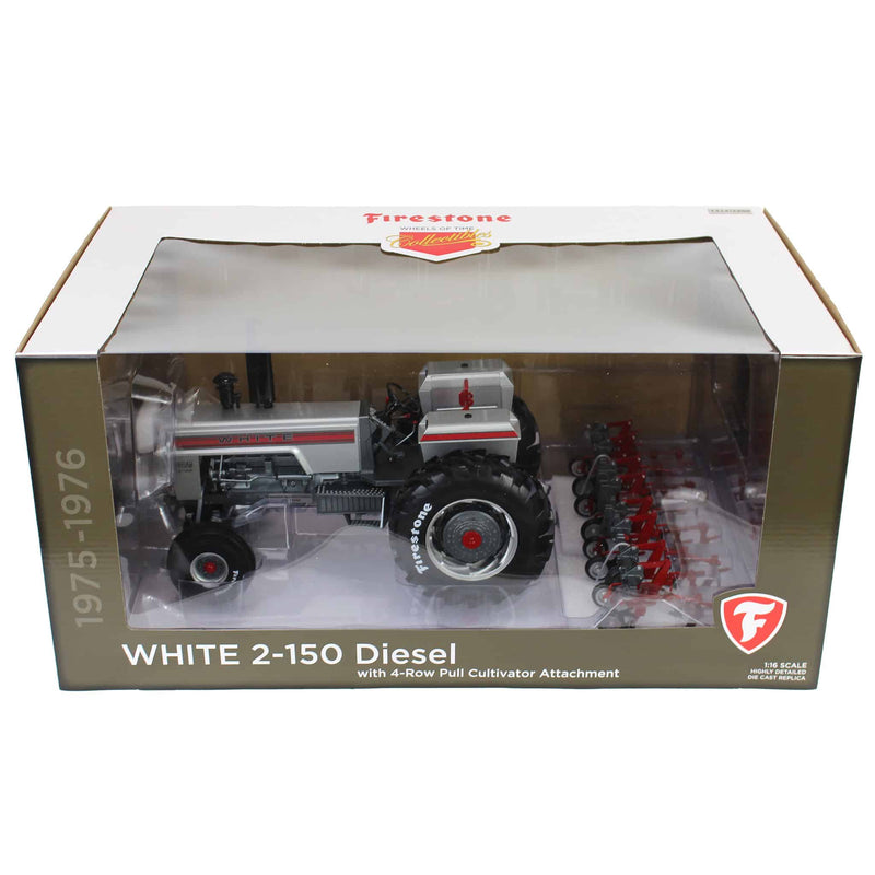 1/16 White 2-150 Diesel Tractor with 4-Row Cultivator by SpecCast, 2025 Firestone Series