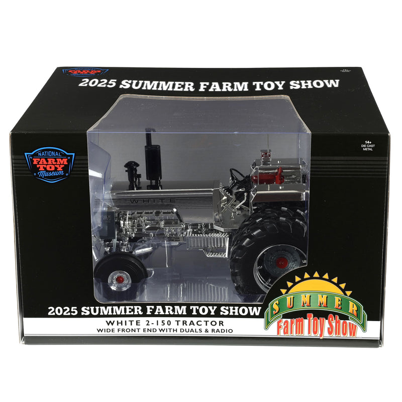 Chrome Silver ~ 1/16 White 2-150 Tractor with Rear Duals & Fender Radio by SpecCast, 2025 Summer Farm Toy Show