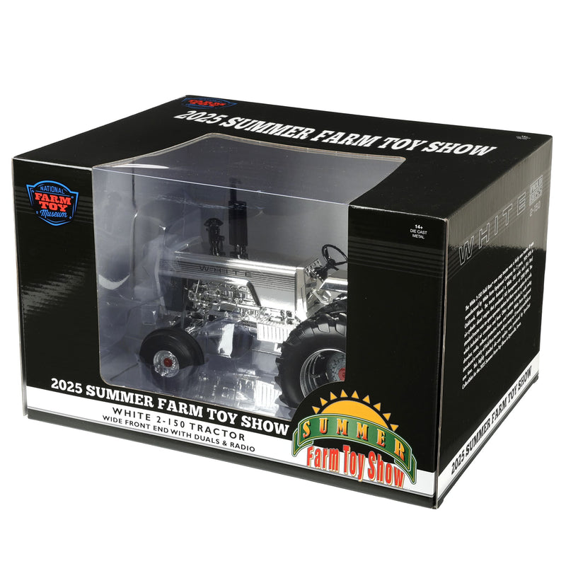 Chrome Silver ~ 1/16 White 2-150 Tractor with Rear Duals & Fender Radio by SpecCast, 2025 Summer Farm Toy Show