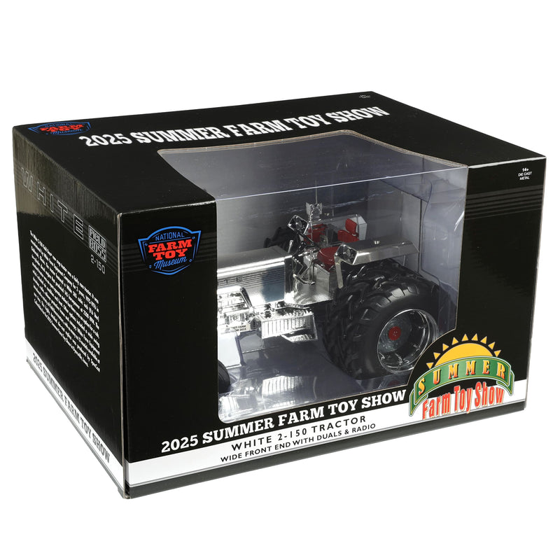 Chrome Silver ~ 1/16 White 2-150 Tractor with Rear Duals & Fender Radio by SpecCast, 2025 Summer Farm Toy Show