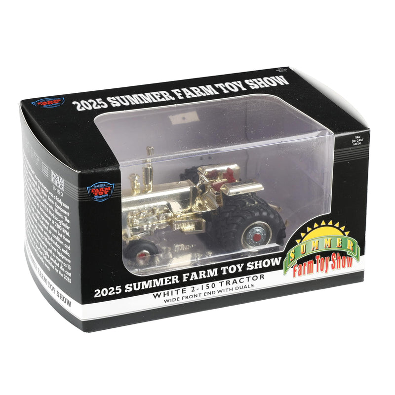 Gold Chrome ~ 1/64 White 2-150 Tractor with Rear Duals by SpecCast, 2025 Summer Farm Toy Show