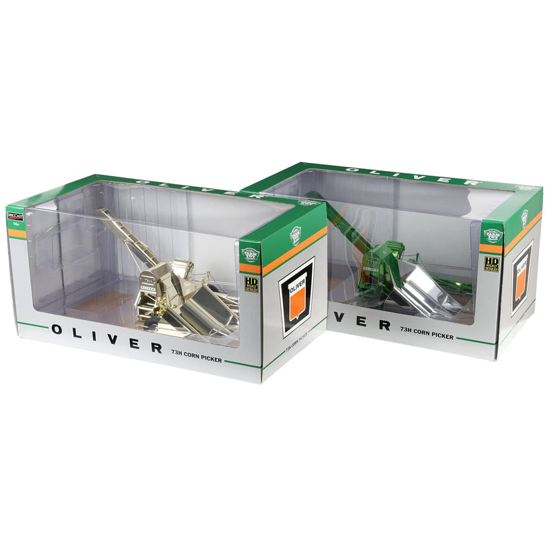 Chrome Set of 2 ~ 1/16 Oliver 73-H Corn Picker, 2025 National Farm Toy Museum Renovation Unit, 5th in Series