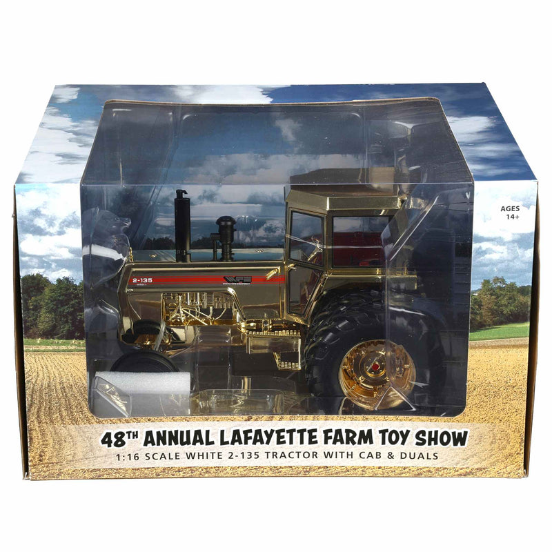 Chrome Set of 2 ~ 1/16 White 2-135 Red Stripe Tractor with Rear Duals by SpecCast, 2026 Lafayette Farm Toy Show