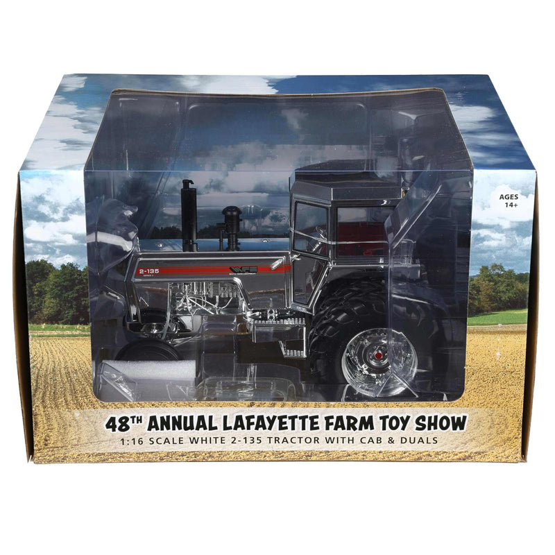 Chrome Set of 2 ~ 1/16 White 2-135 Red Stripe Tractor with Rear Duals by SpecCast, 2026 Lafayette Farm Toy Show