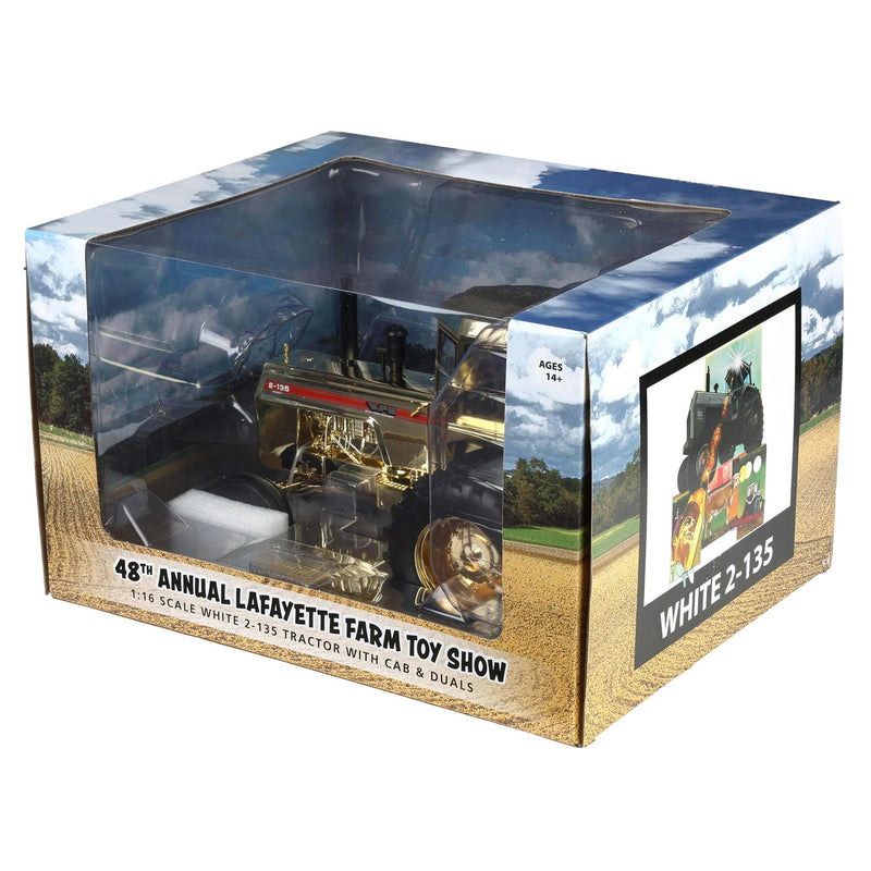 Chrome Set of 2 ~ 1/16 White 2-135 Red Stripe Tractor with Rear Duals by SpecCast, 2026 Lafayette Farm Toy Show