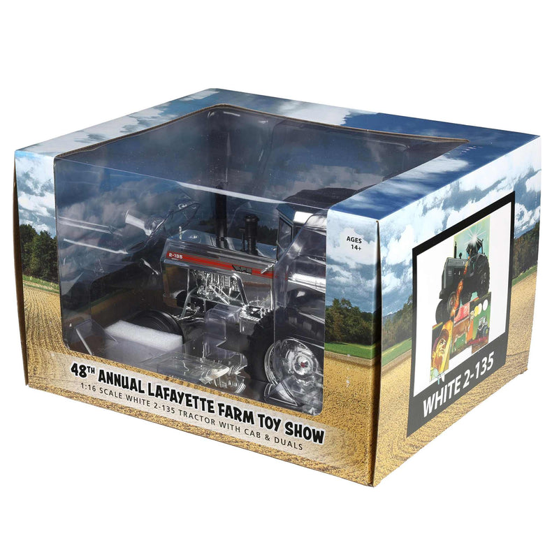 Chrome Set of 2 ~ 1/16 White 2-135 Red Stripe Tractor with Rear Duals by SpecCast, 2026 Lafayette Farm Toy Show