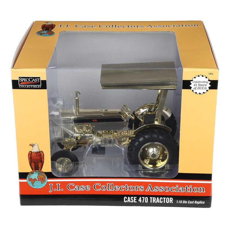 Gold Chrome ~ 1/16 Case 470 Tractor with Wide Front, ROPS, & Canopy by SpecCast, 2026 JI Case Collectors Association Show