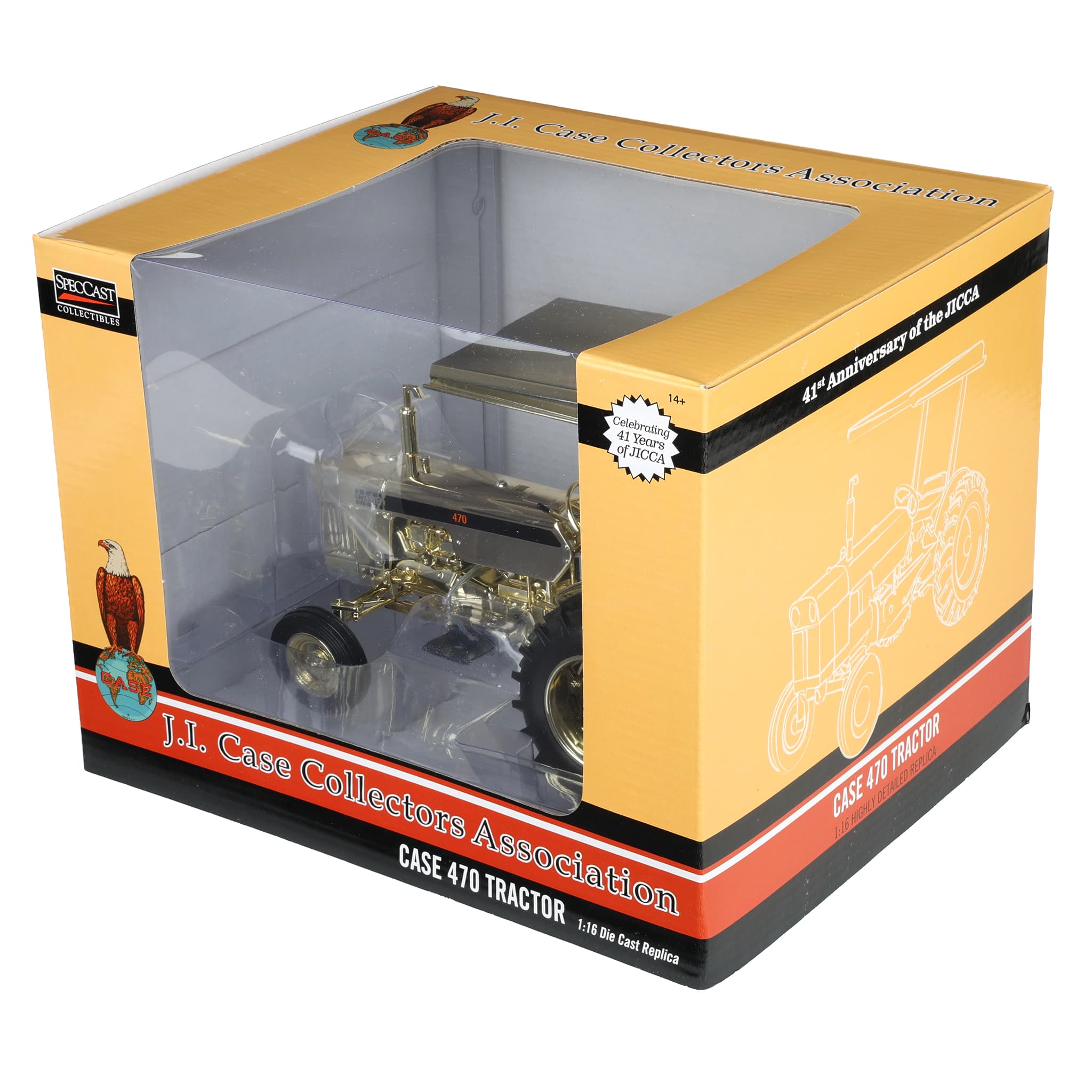 Gold Chrome ~ 1/16 Case 470 Tractor with Wide Front, ROPS