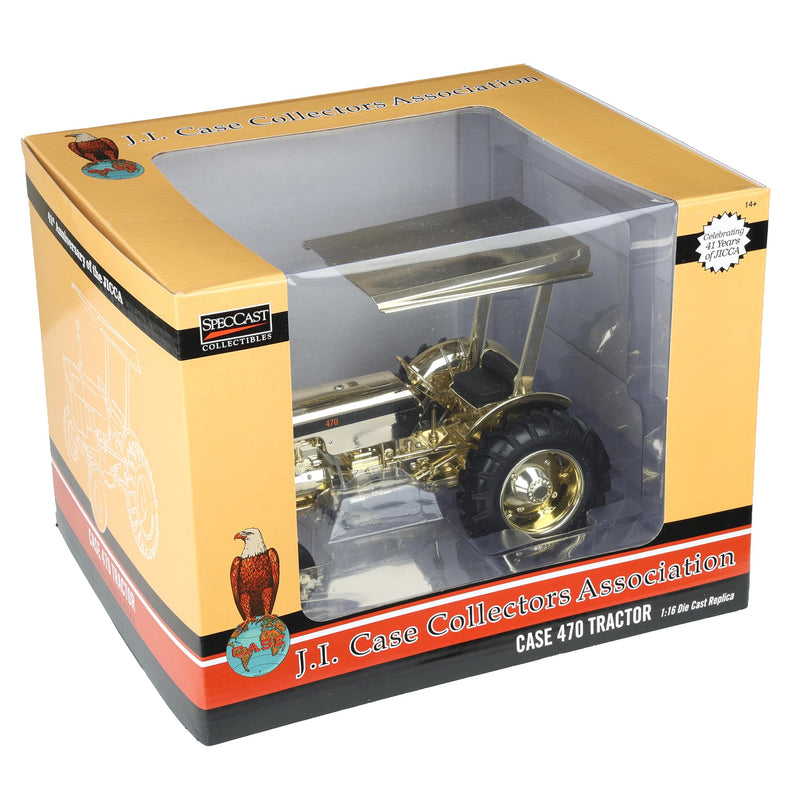 Gold Chrome ~ 1/16 Case 470 Tractor with Wide Front, ROPS, & Canopy by SpecCast, 2026 JI Case Collectors Association Show