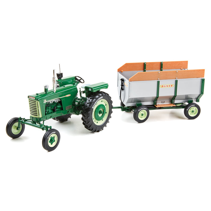 1/16 Oliver 770 Wide Front Diesel Tractor with 727 Flare Box Wagon, 2027 Firestone Series by Spec Cast