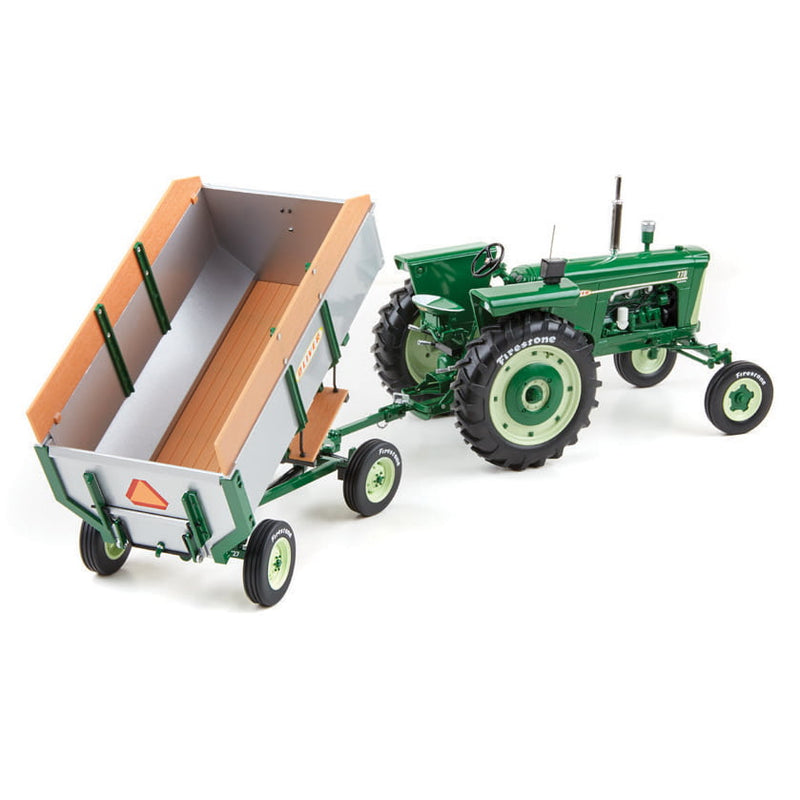 1/16 Oliver 770 Wide Front Diesel Tractor with 727 Flare Box Wagon, 2027 Firestone Series by Spec Cast