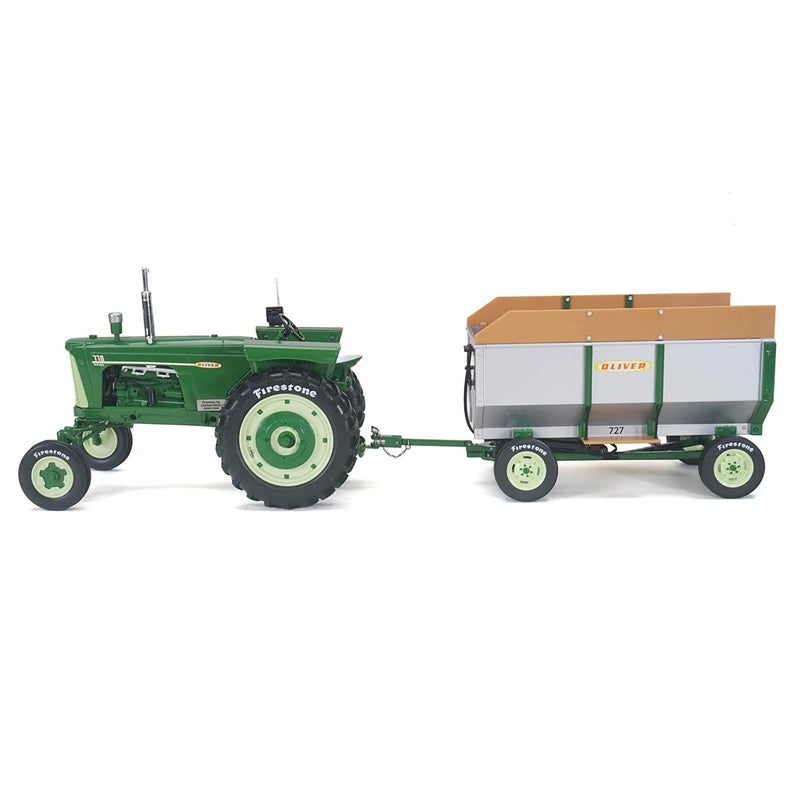 1/16 Oliver 770 Wide Front Diesel Tractor with 727 Flare Box Wagon, 2027 Firestone Series by Spec Cast