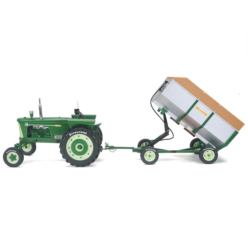 1/16 Oliver 770 Wide Front Diesel Tractor with 727 Flare Box Wagon, 2027 Firestone Series by Spec Cast