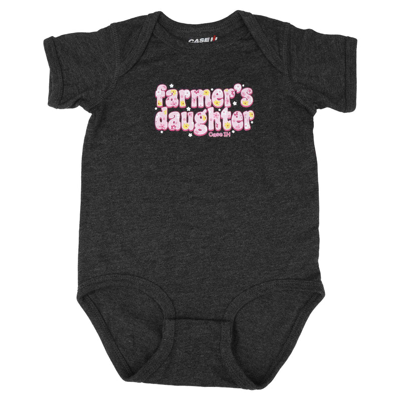 Infant Girls Case IH Farmer's Daughter Heather Charcoal Short Sleeve Bodysuit