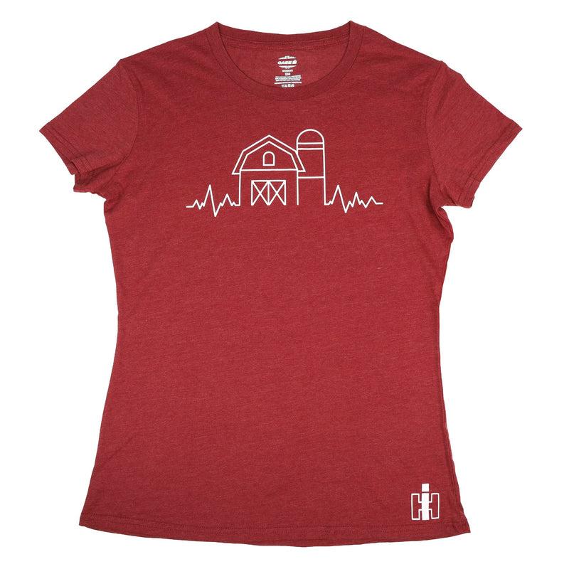 Ladies International Harvester Farm Heartbeat Heather Wine Short Sleeve T-Shirt