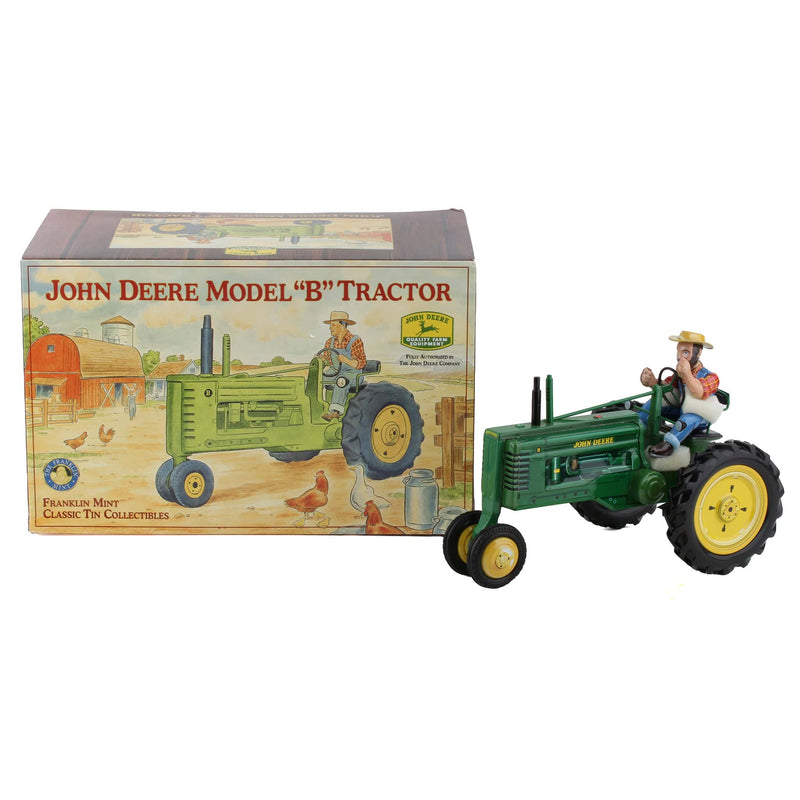 John Deere Model "B" Styled Tin Wind-Up Tractor by Franklin Mint