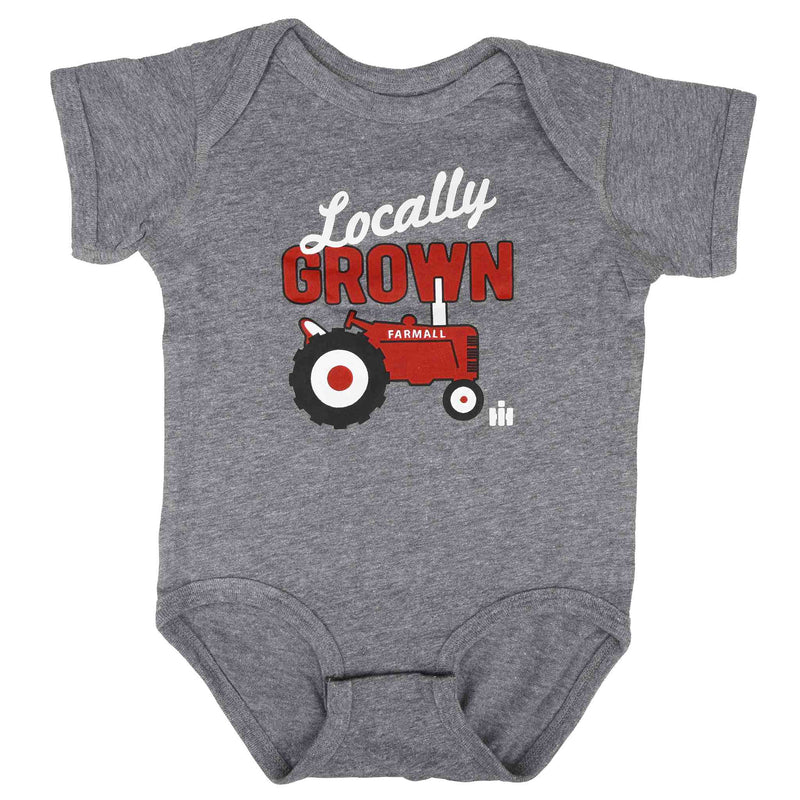 Infant International Harvester Locally Grown Farmall Heather Gray Short Sleeve Bodysuit