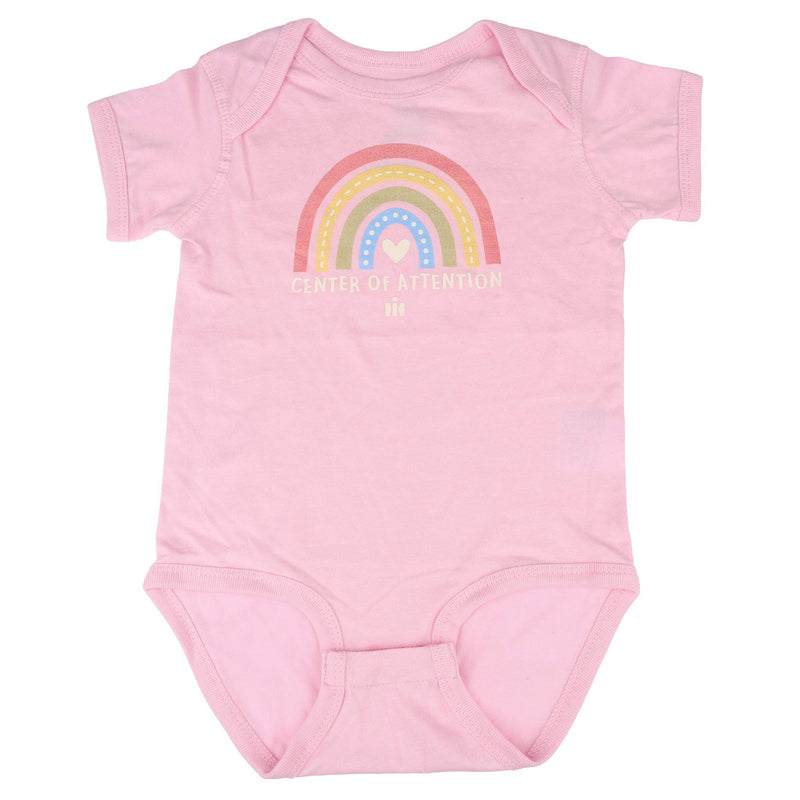 Infant Girls International Harverster Center of Attention Rainbow Light Pink Short Sleeve Bodysuit
