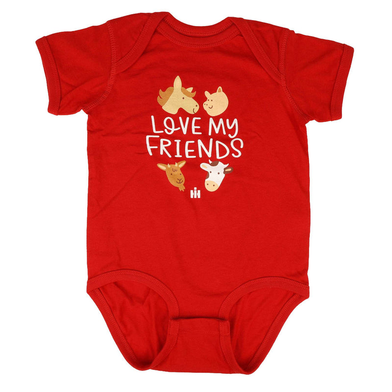Infant International Harvester Love My Friends Red Short Sleeve Bodysuit