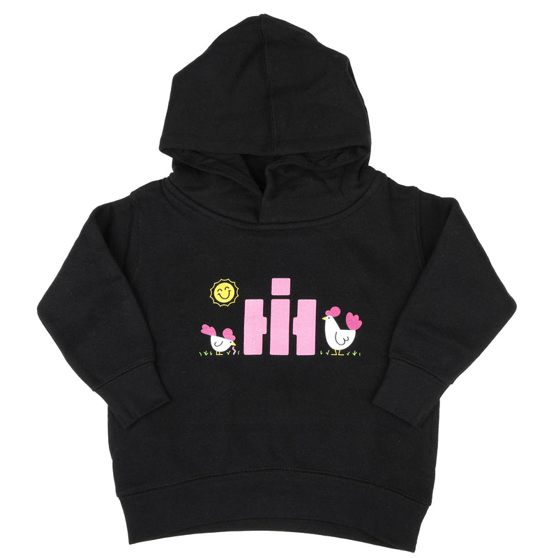 IH Logo Chickens Toddler Girls Black Pullover Hoodie