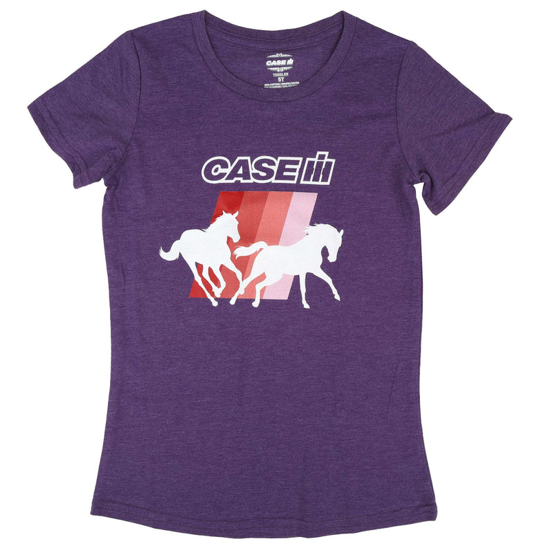 Youth Girls Case IH Horses Heather Purple Short Sleeve T-Shirt