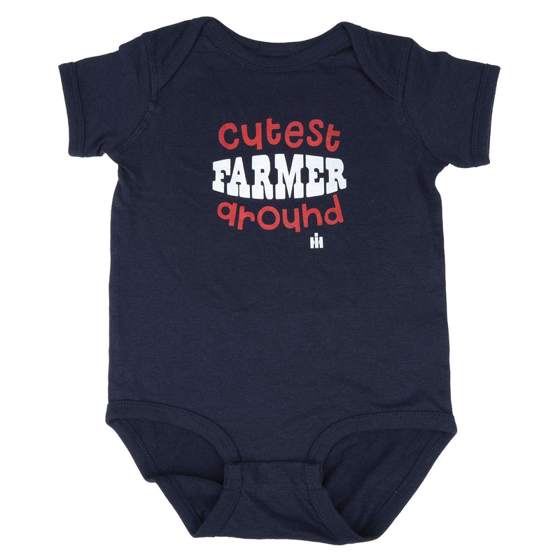 Infant International Harvester Cutest Farmer Around Navy Blue Short Sleeve Bodysuit