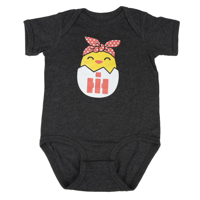 Infant Girls International Harvester Chick Heather Charcoal Short Sleeve Bodysuit
