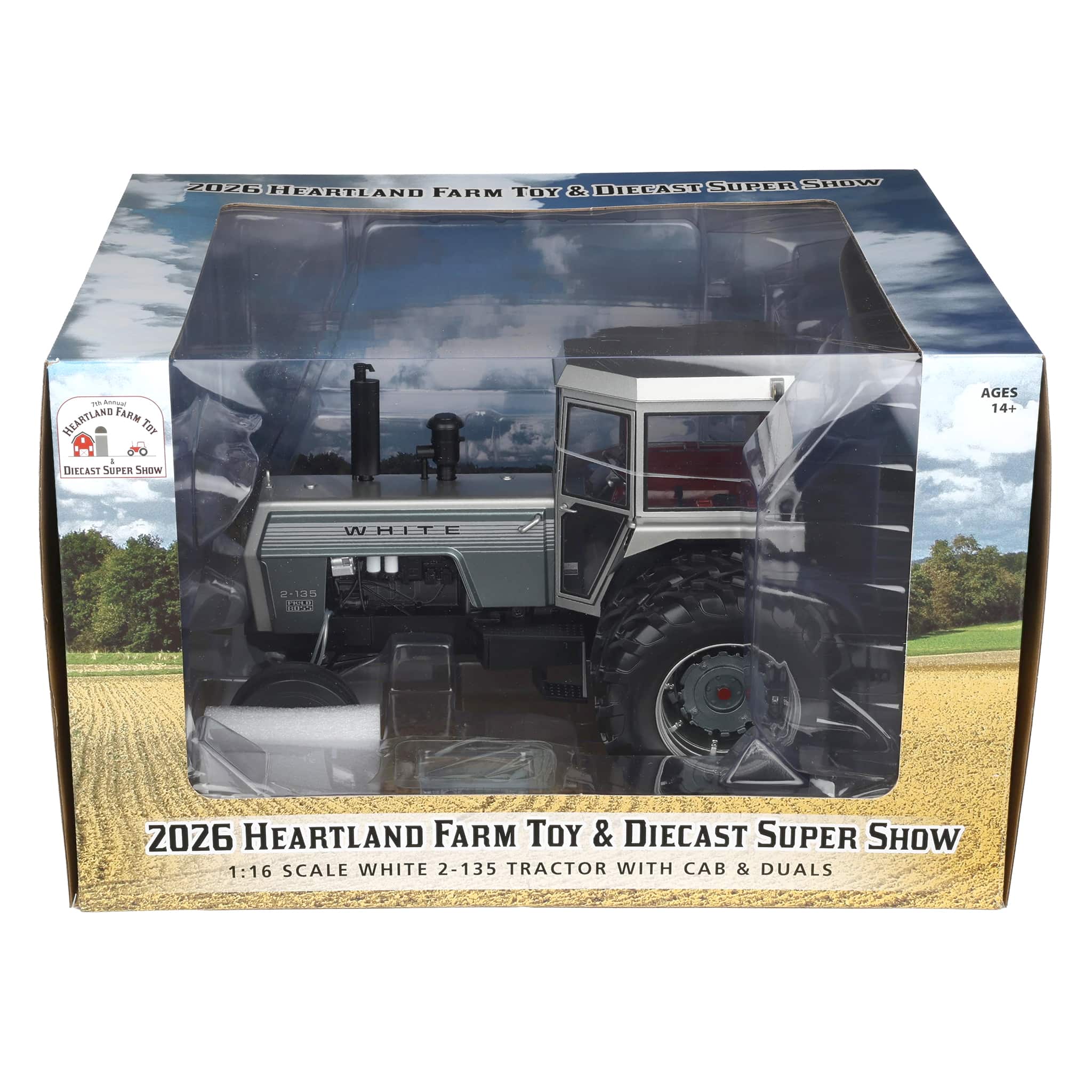 1/16 White 2-135 Silver Stripe Tractor with Duals by SpecCast