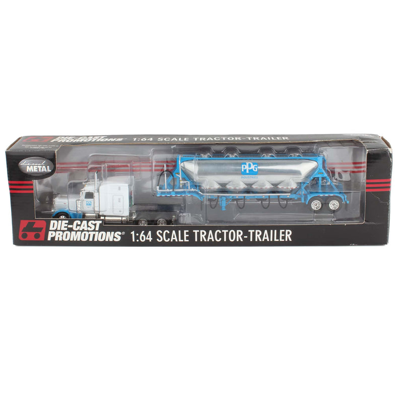 1/64 White & Blue Peterbilt 379 w/ Chrome Pneumatic Trailer by DCP, PPG Industries Deco