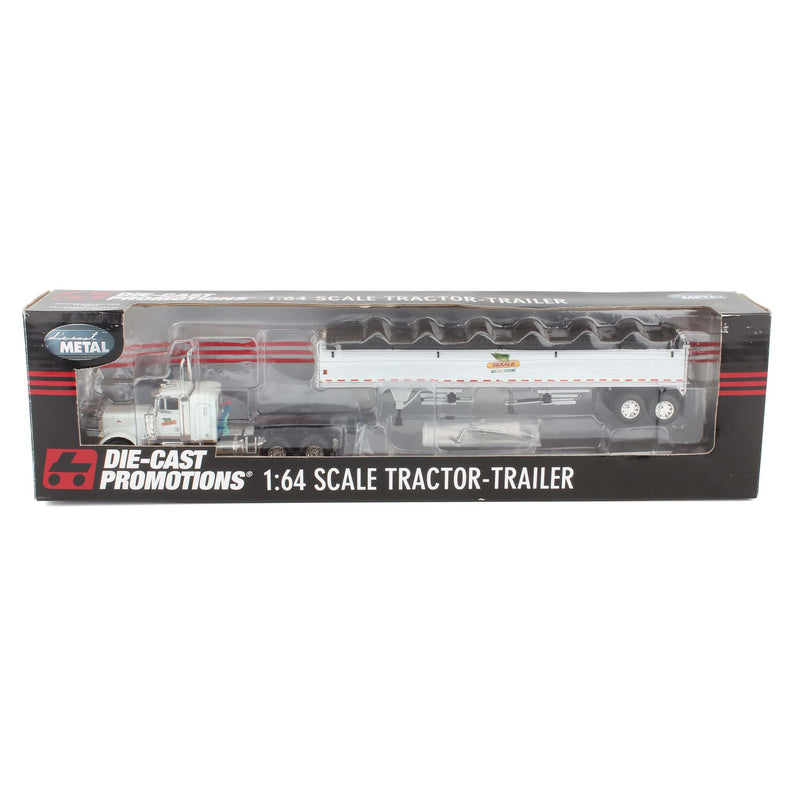 1/64 White Peterbilt 379 Semi Truck with Wilson Grain Hopper Trailer by Die-Cast Promotions, DEKALB 100 Years