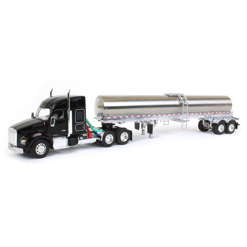 1/64 Black Kenworth T880 Semi Truck with Walker Milk Tanker by Die-Cast Promotions (DCP)