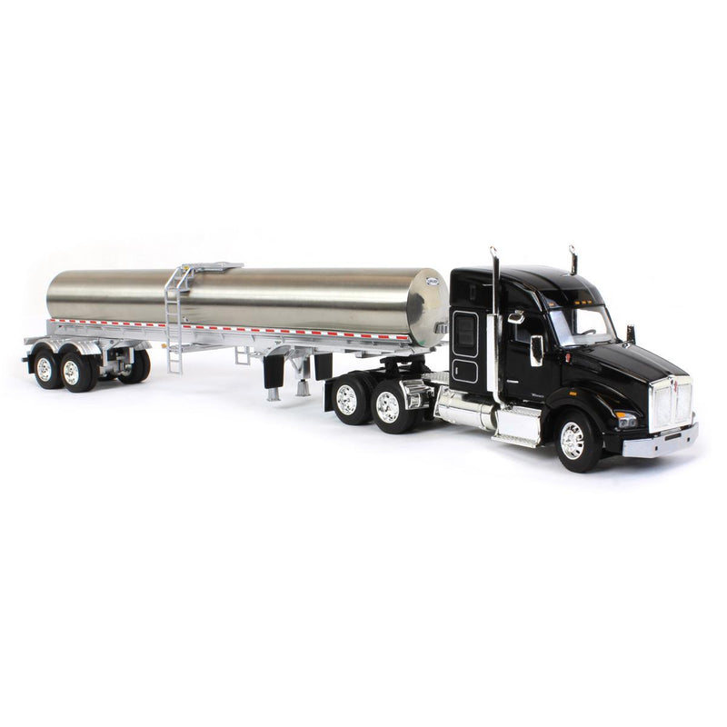 1/64 Black Kenworth T880 Semi Truck with Walker Milk Tanker by Die-Cast Promotions (DCP)
