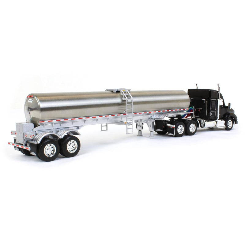 1/64 Black Kenworth T880 Semi Truck with Walker Milk Tanker by Die-Cast Promotions (DCP)
