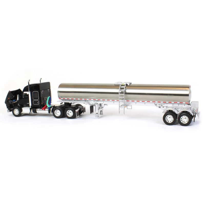 1/64 Black Kenworth T880 Semi Truck with Walker Milk Tanker by Die-Cast Promotions (DCP)