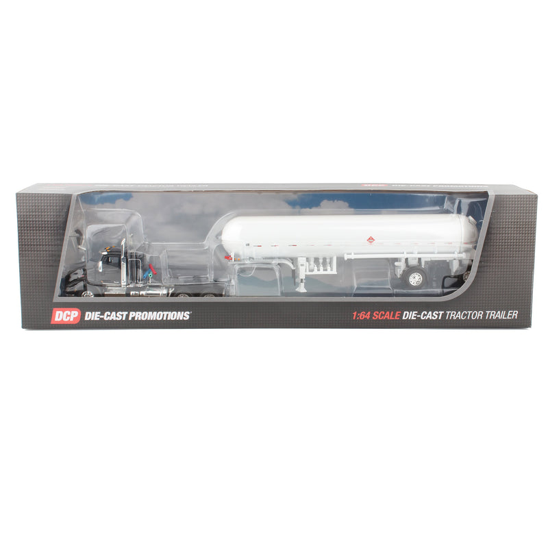 1/64 Peterbilt 579 Semi Truck with Mississippi LPG Tanker, Black/White, DCP by First Gear