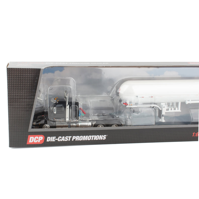 1/64 Peterbilt 579 Semi Truck with Mississippi LPG Tanker, Black/White, DCP by First Gear