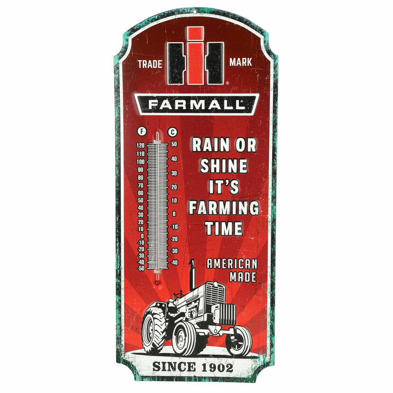 IH Farmall Rain or Shine It's Farming Time 17.5" x 7.25" Thermometer